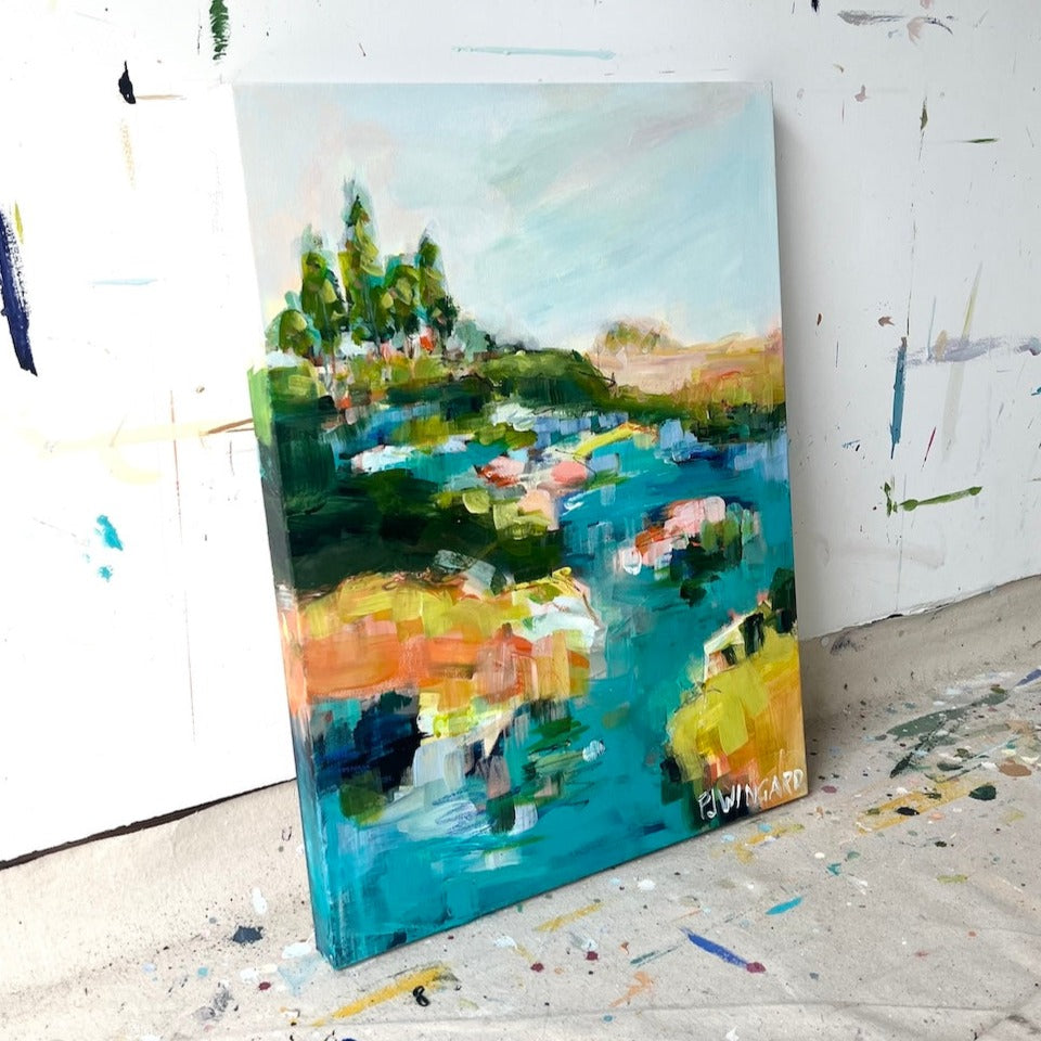 Negroni Cocktail | Abstract Coastal Painting