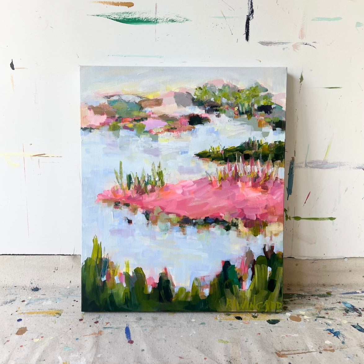 Pink Makes Me Happy | Abstract Coastal Painting