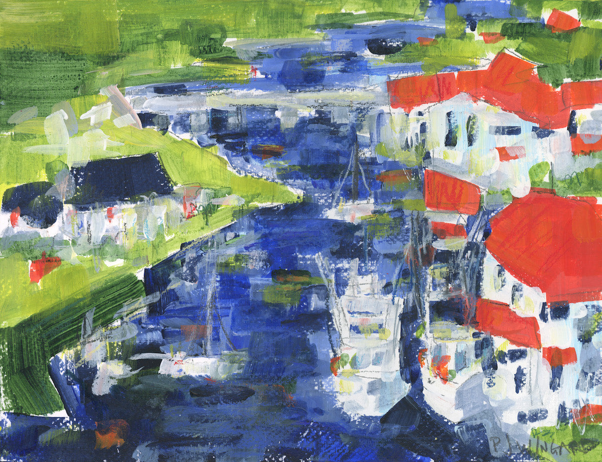 Shem Creek Abstract | Abstract Coastal Watercolor on Paper
