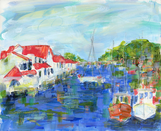 Shem Creek Afternoon | Abstract Coastal Watercolor on Paper