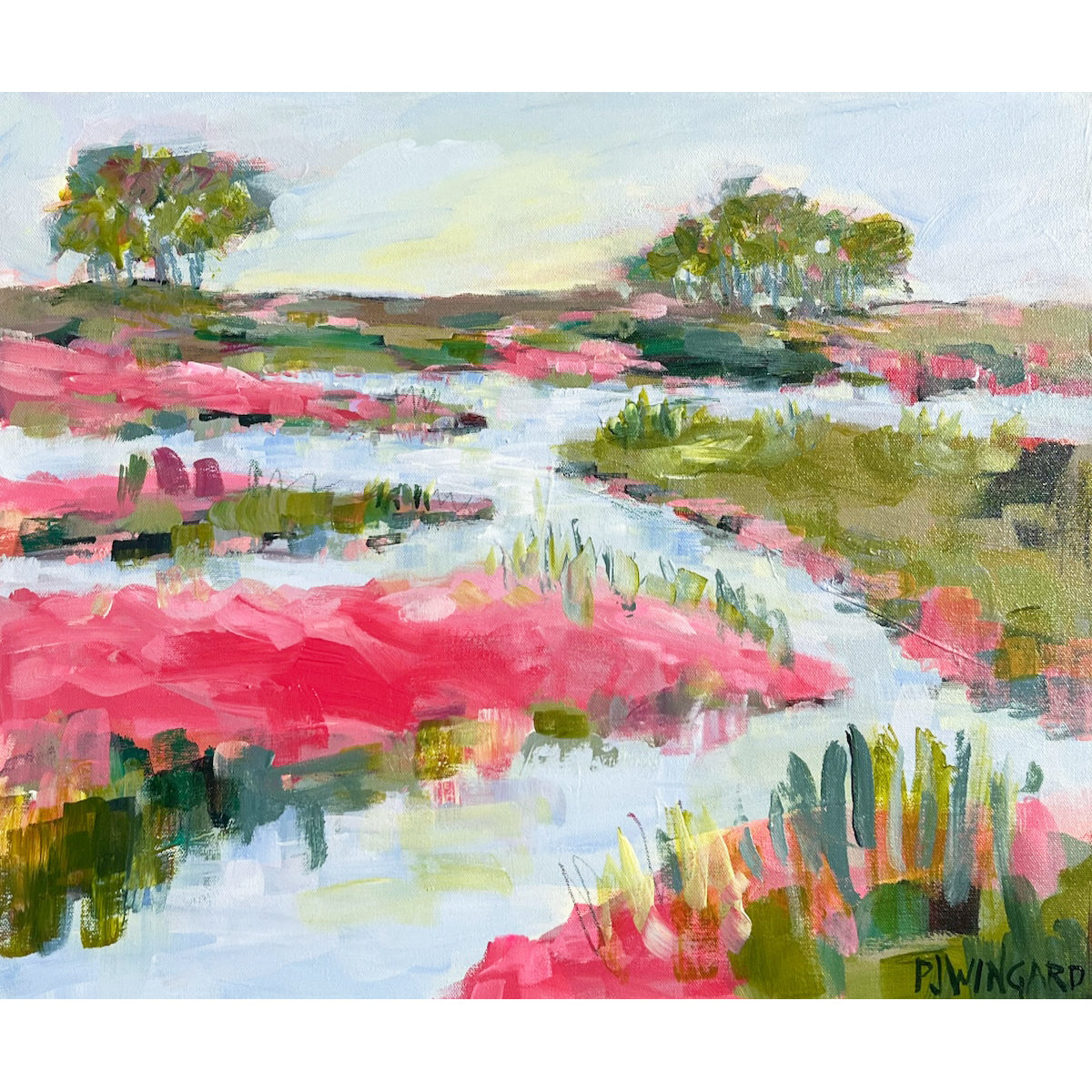 Tickle Me Pink | Abstract Coastal Painting