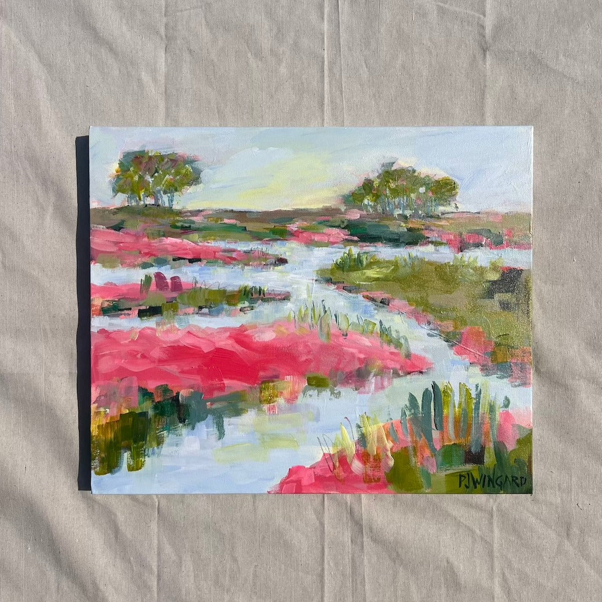 Tickle Me Pink | Abstract Coastal Painting