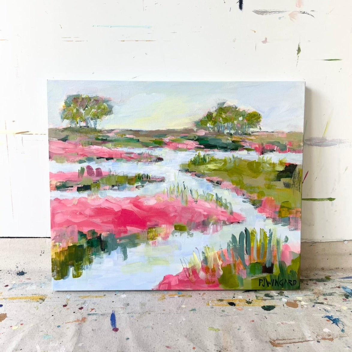 Tickle Me Pink | Abstract Coastal Painting