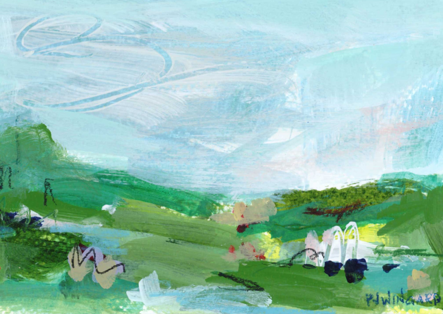 Abstract Painting on Paper: RESTFUL