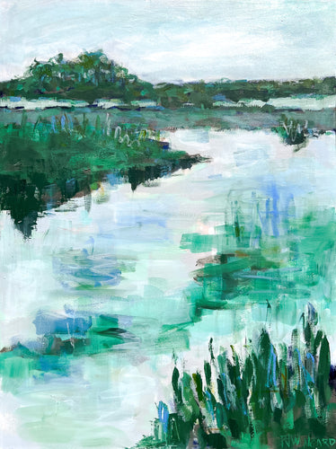 Abstract coastal painting by Pamela Wingard. 40