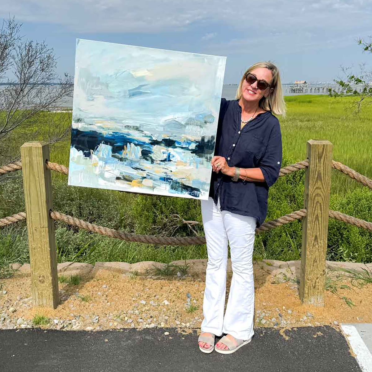 Abstract coastal painting by Pamela Wingard Fine Art