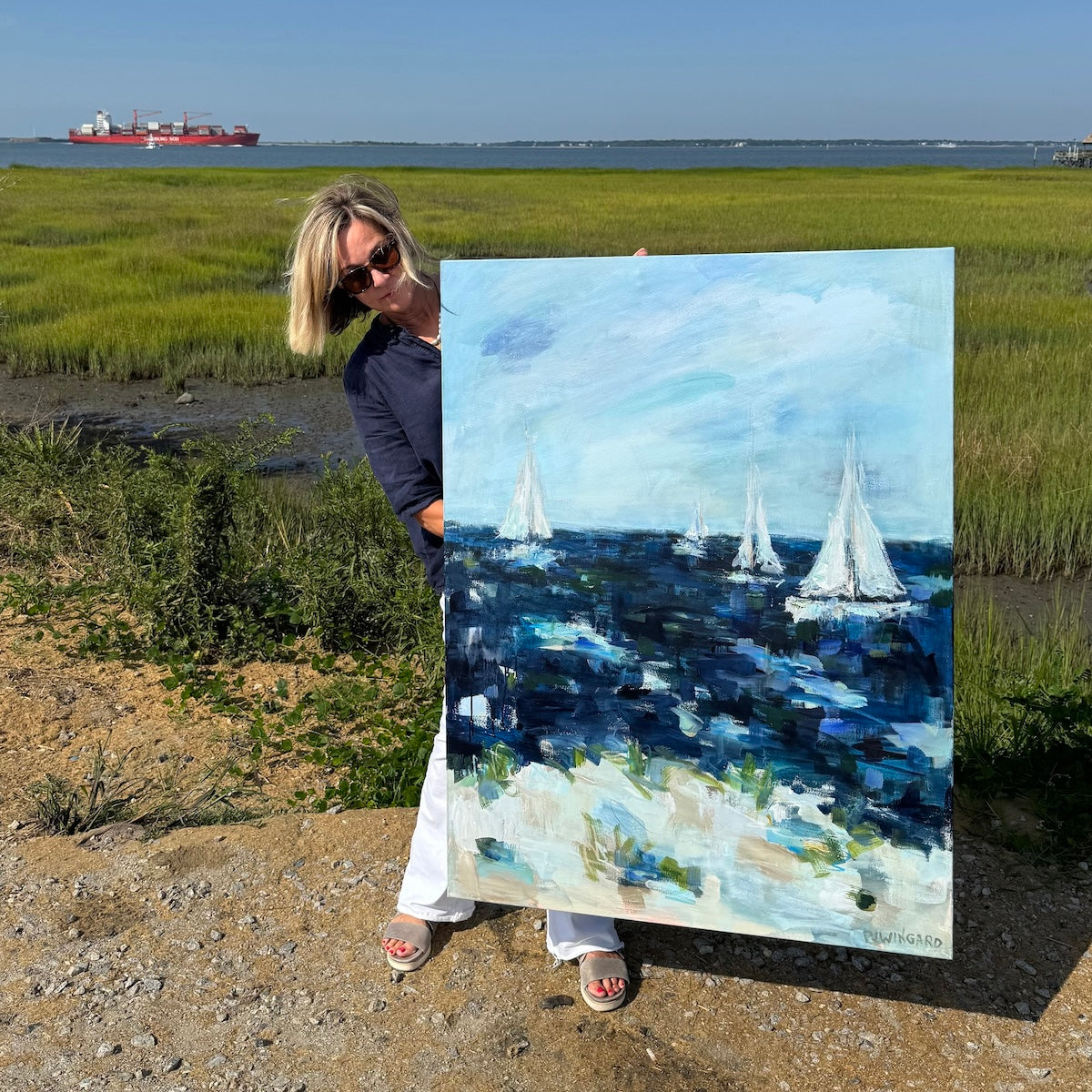 Abstract coastal painting by Pamela Wingard Fine Art.