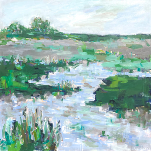 Abstract coastal painting by Pamela Wingard. 48