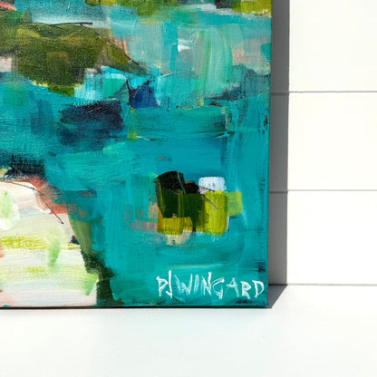 Abstract coastal painting by Pam Wingard Fine Art.