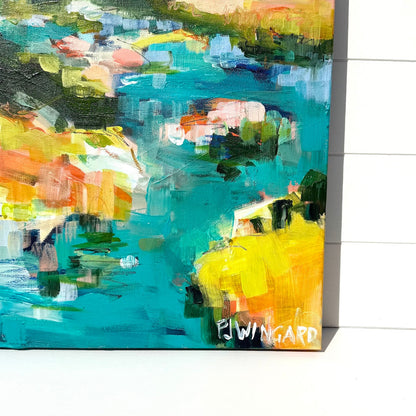 Abstract coastal painting by Pam Wingard Fine Art.