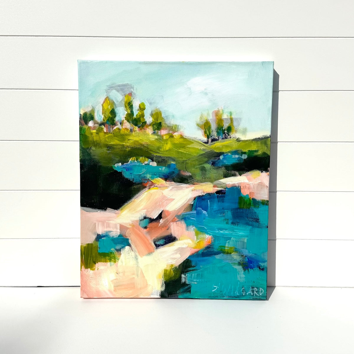 Abstract coastal painting by Pam Wingard Fine Art.