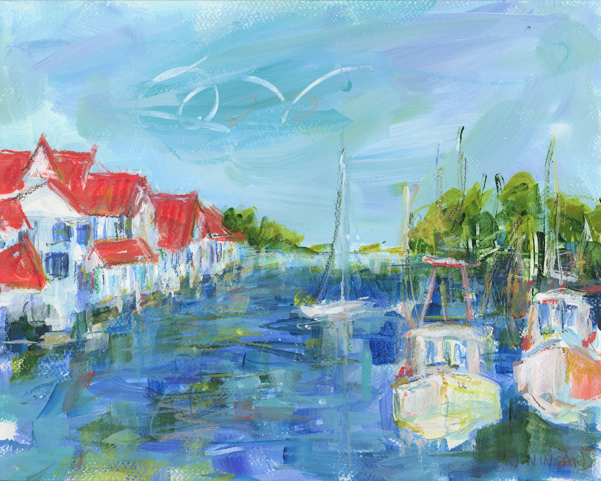 Shem Creek Morning | Abstract Coastal Watercolor on Paper