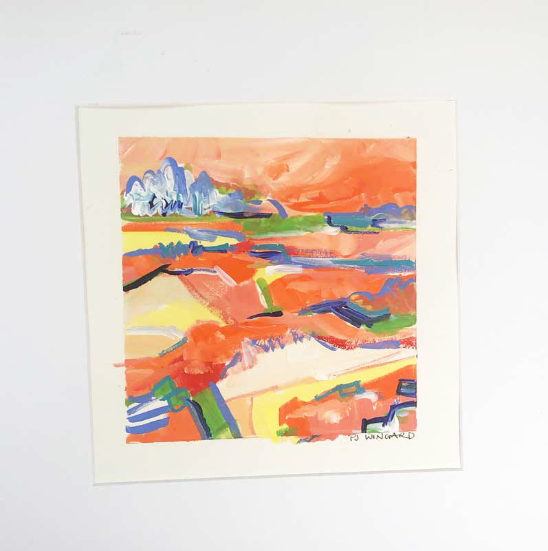 'Booked My Flight' 8 x 8 painting on paper
