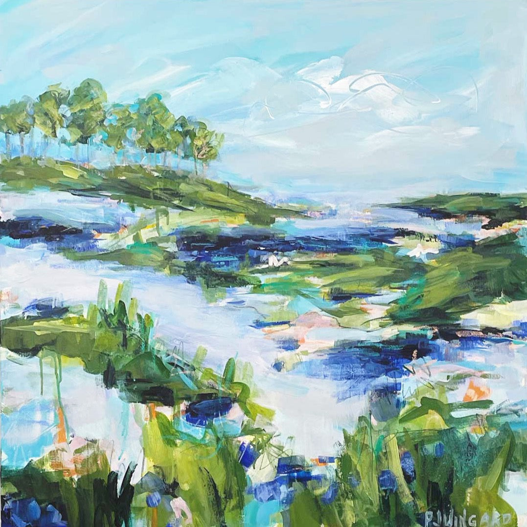 Happy Hour Under My Beach Umbrella | Abstract Coastal Painting