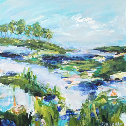 Happy Hour Under My Beach Umbrella | Abstract Coastal Painting