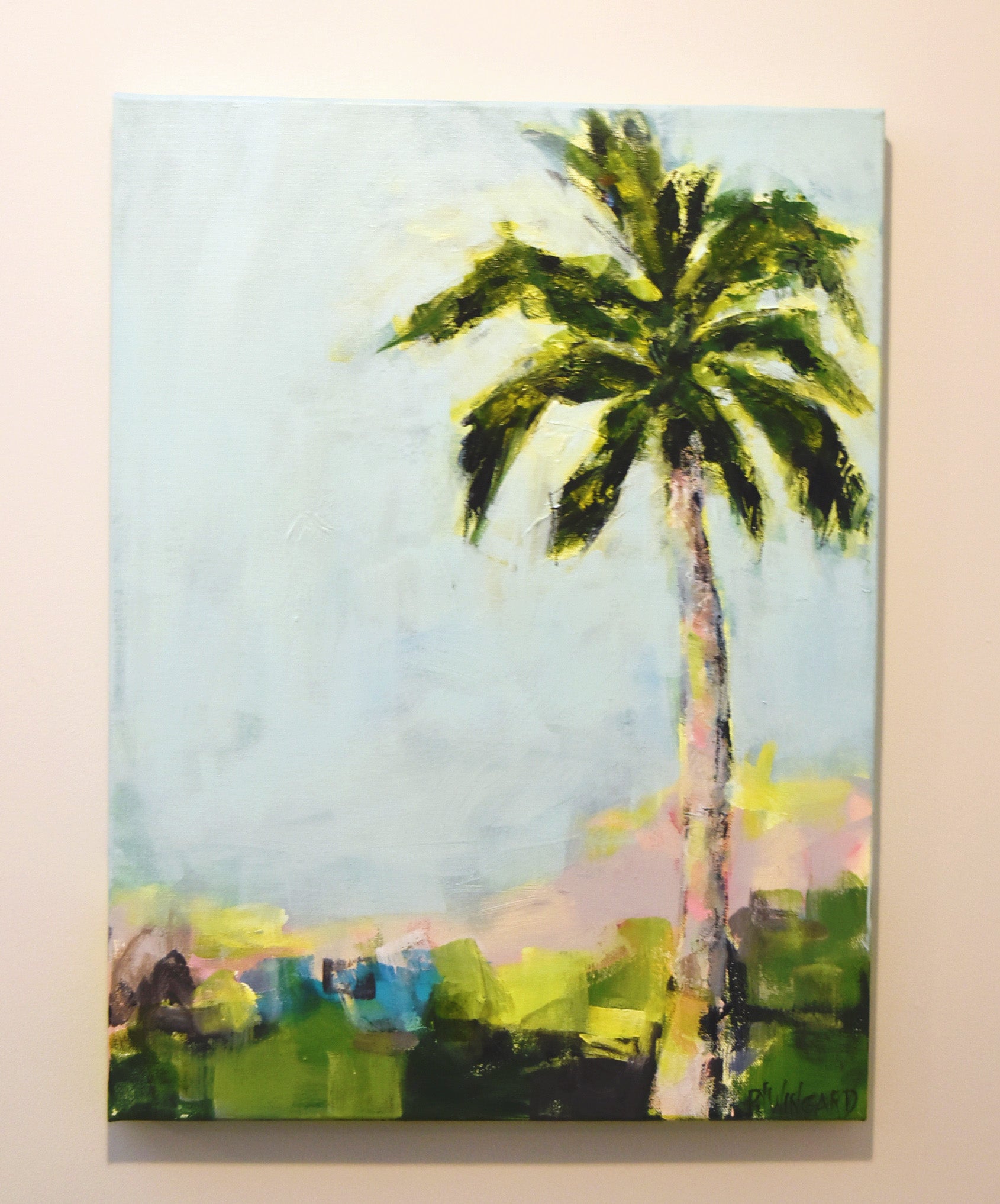 palm plant painting Morning Sunshine- Original Palm Tree Painting – Pamela Wingard Fine Art
