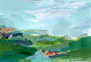 Abstract Painting on Paper: PEACEFUL