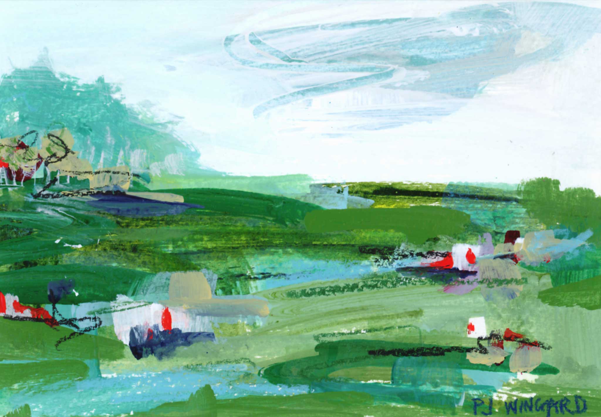 Abstract Painting on Paper: SOOTHING – Pamela Wingard Fine Art